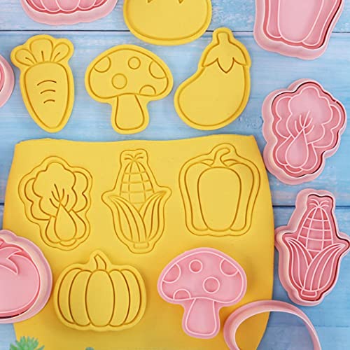 8 Pcs Vegetable Cookie Cutter,Cookie Stamps,Biscuit Cutters (Vegetables)