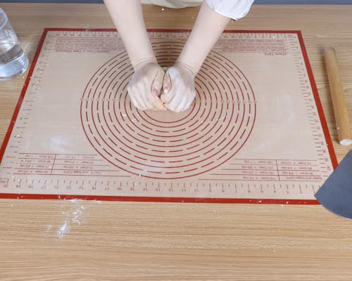 Silicone Pastry Mat 36X24 inch Baking Mat Large Dough Mat with Measurements - color: Red, size: 36"L x 24"W
