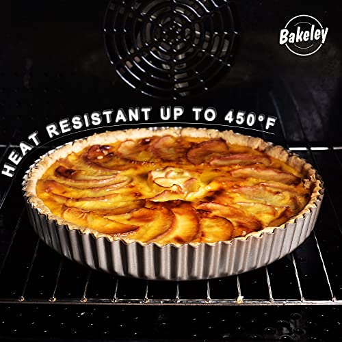 10-Inch Round Tart Pan with Loose Removable Bottom, Non-Stick Carbon Steel Quiche Pan for Oven Baking (Champagne Gold) - size: 10" Round (Champagne Gold)