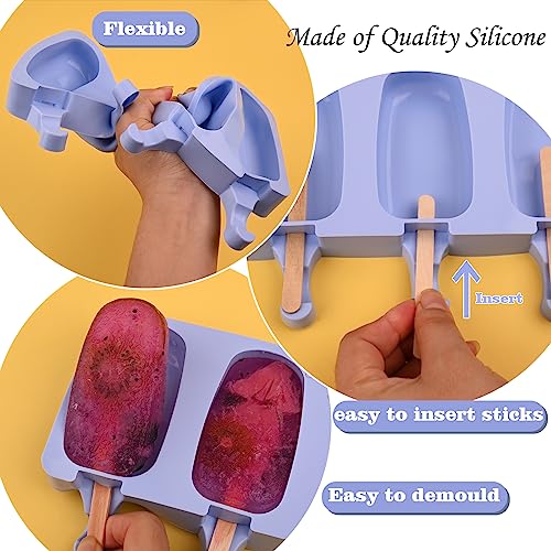 WMKGG Popsicle Silicone Molds Set, 2 PCS Ice Cream Cakesicles Molds - color: Blue