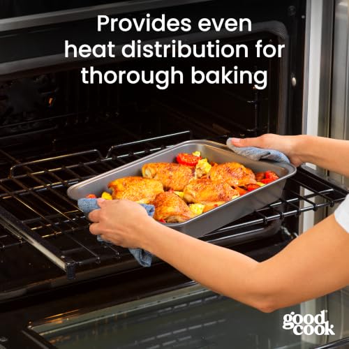 GoodCook Set of 2 Nonstick Steel 13" x 9" Cake Baking Pans with Covers, Gray - size: 13" x 9" (2-Piece Set)