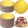 Nuenen 50 Pcs 12 Inch Round Cake Boards Gold Scalloped Disposable