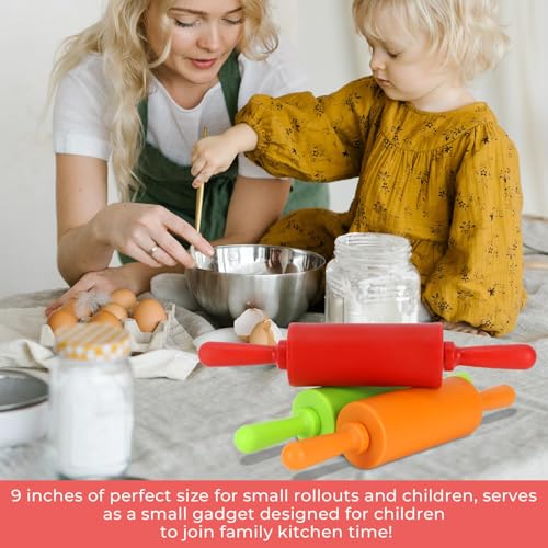 4 Pack Mini Rolling Pin for Kids,9 Inch Non-Stick with Plastic Handle