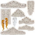 Sijiangmold Baroque Curlicues Scroll Lace Fondant Silicone Mold Set of 7 - color: Style A