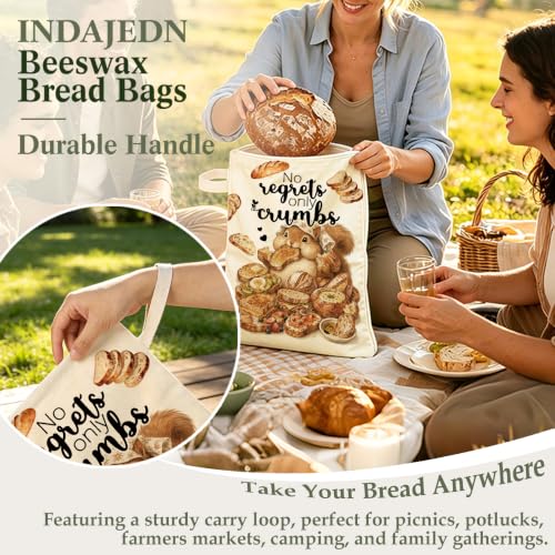 Funny Squirrel Sourdough Gift Beeswax Bread Bags 2 Pack XL 13x17in - color: Funny Squirrel 02