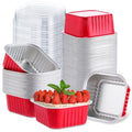 Skylety 100 Pcs 5oz Mini Square Cake Pans with Lids, Red - color: Red