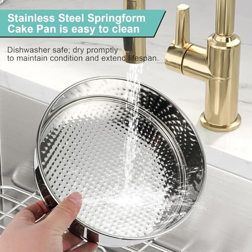 9 Inch Cheesecake Pan, Leakproof 304 Stainless Steel Springform Pan with Silicone Protector for Water Bath Baking, Removable Bottom, 50 Pcs Parchment Paper, Dishwasher Safe - size: 9 inch