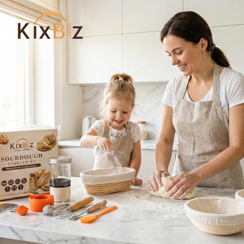 Sourdough Starter Kit with Round & Oval Banneton Bread Proofing Basket