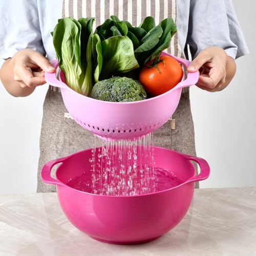 Mixing Bowls, Nesting Baking Bowls with Colander & Fine Mesh (Candy-10PCS) - color: Candy-10PCS