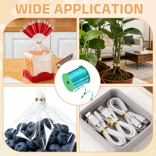 Metal Twist Ties, Metallic Twist Ties Roll Bread Twisty 350 Yard - color: Lake Blue