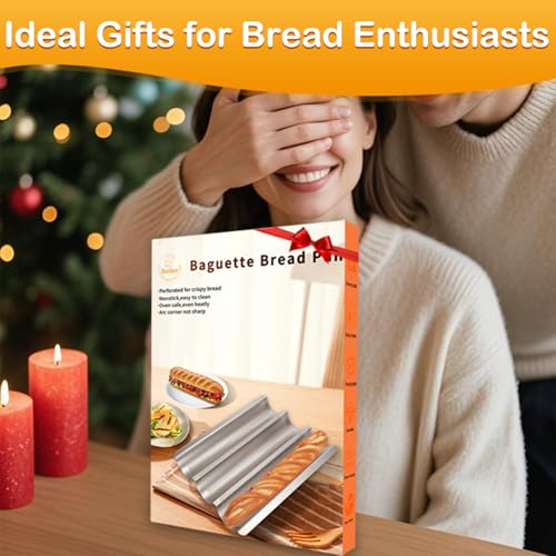 Baguette Bread Pan Kit, Perforated Nonstick 3 Loaf Bread Pan, Black - color: Black