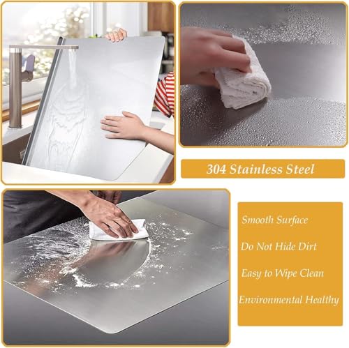 tonchean 304 Stainless Steel Chopping Board with Lip, 35.4”x 19.7” Large Steel Cutting Board with Rolling Pin, Metal Noodle Board Pastry Board Kneading Dough Board for Kitchen Restaurant - size: 35.4"L x 19.7"W