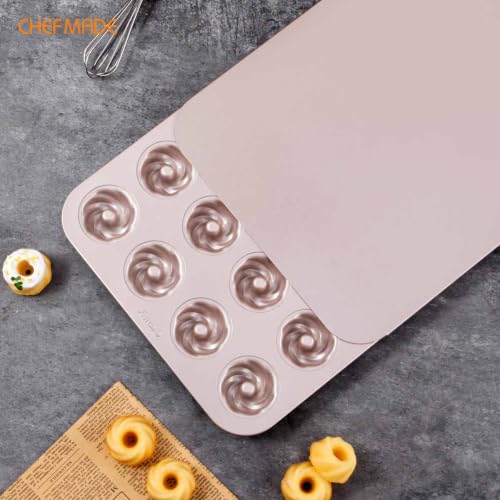 CHEFMADE Donut Cake Pan, 20-Cavity Non-stick Mini Cyclone Doughnut Bakeware - size: 10 - Cyclone 20 Cups