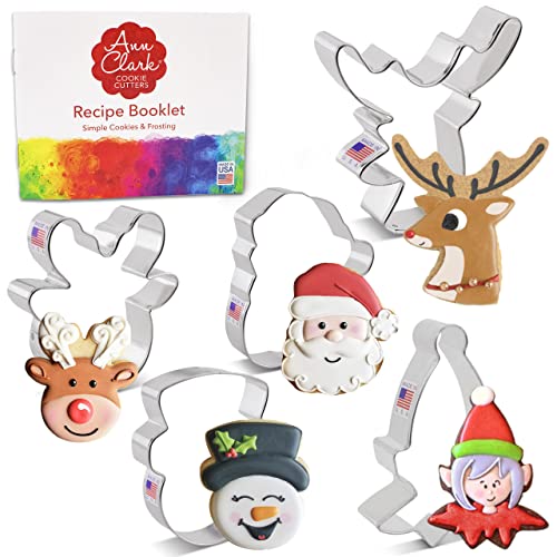 Ann Clark Faces of Christmas Cookie Cutters Set of 5, Made in USA