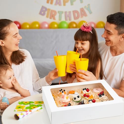 Moretoes 10pcs 19x14x4in Large Half Sheet Cake Boxes with Window,Auto-Popup - size: 19*14*4In