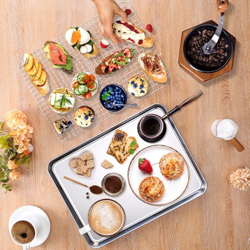 Homikit Baking Sheet with Wire Rack Set (1 Pan+1 Cooling Rack), 16" x 12" - size: 16*12 Inch