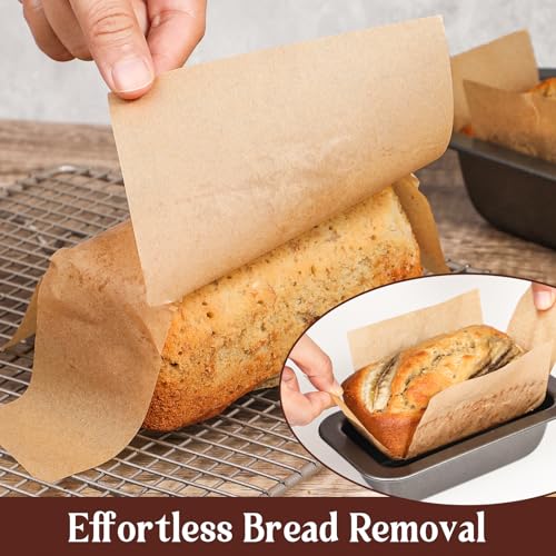 Webake 200Pcs Unbleached Parchment Paper Mini Loaf Pan Liners for 6x3 Small Banana Bread Pan, Original Precut, Non Toxic Baking Paper - color: Brown 6x3