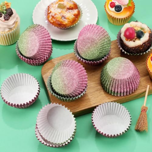 Vesici 300 Count Pink and Green Cupcake Liners Witch Princess Party Decor - style: Witch and Princess