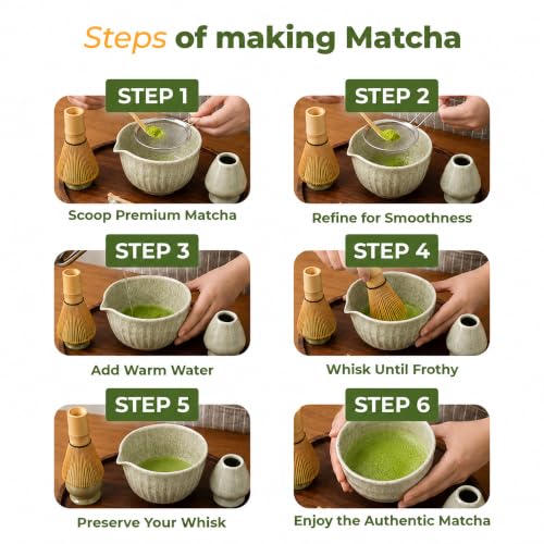 Matcha Whisk Set - Matcha Set Kit Light Green 10-Pcs Ceremonial Style