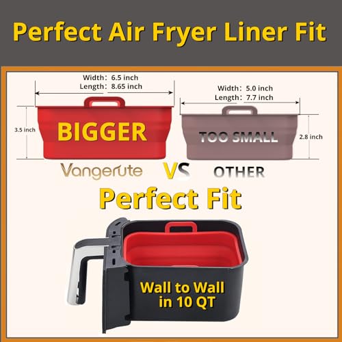 Collapsible Silicone Air Fryer Liners 10QT Ninja Dual (Red) - color: Red, size: 10QT