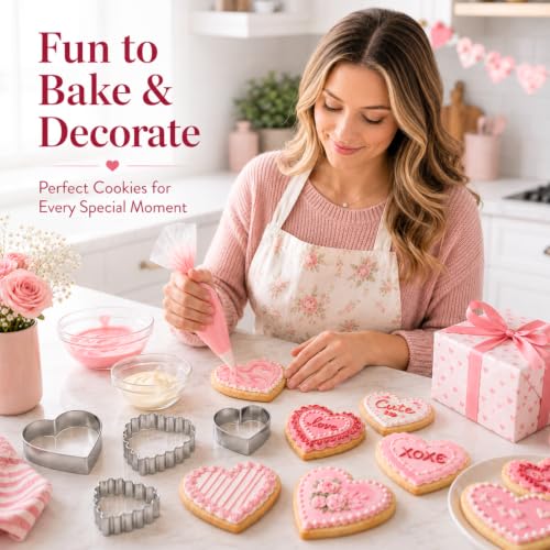 Heart Cookie Cutter Set, 5 Pcs Stainless Steel Baking Cutters