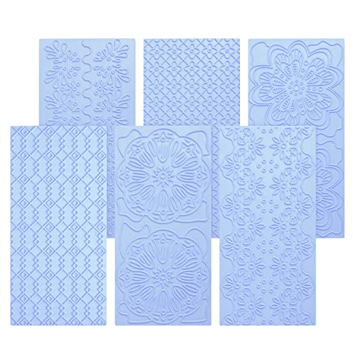 6 Packs Fondant Impression Mat Fondant Texture Mats Clay Mold Set Lace Embossing Mat Fondant Cake Embossed Impression Sheets for Cake Decorating - style: Style Two