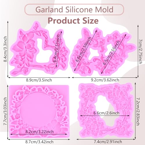 Wreath Silicone Mold Flower Garland Fondant Molds Set Of 4