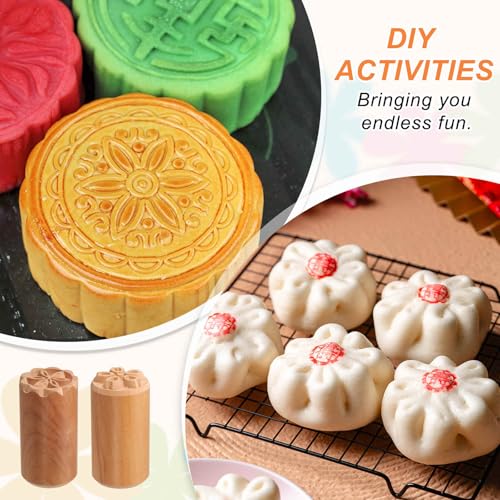 HARFINGTON 2pcs Wood Pottery Tools Stamps 1" Dia 2" Length Wood Block Print Stamps Rabbit Pattern for Cookie Cake Dessert - style: Rabbit Pattern