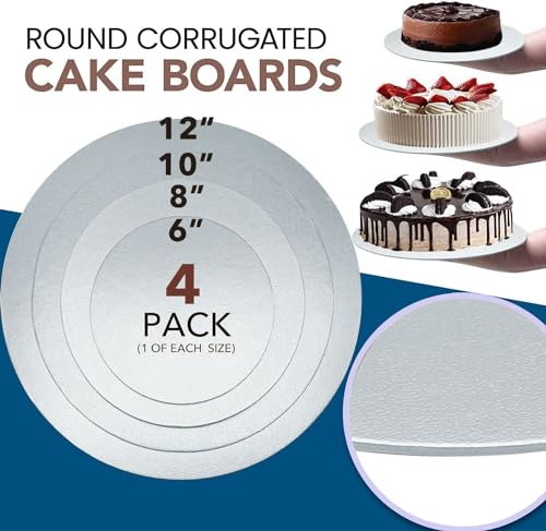 Goiio 4 Pack Cake Boards Golden Round Cake Circles - color: Silver