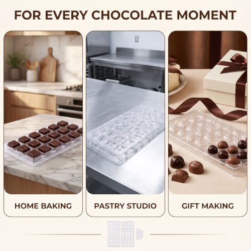 Pack of 2 Chocolate Candy Mold PC Polycarbonate Chocolate Making Mould with Scraper(Cube +Oval Egg) - color: Cube +Oval Egg