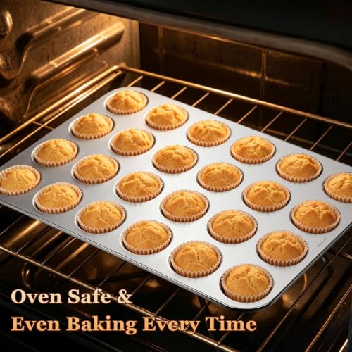 Homikit 18/10 Stainless Steel Mini Muffin Cupcake Pan 24 Cups Nonstick, 1PC - size: 24 Cup