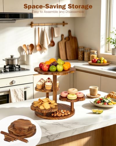 4 Tier Wooden Cake Stand, Cupcake Dessert Display Stand for 24-50 Cupcakes