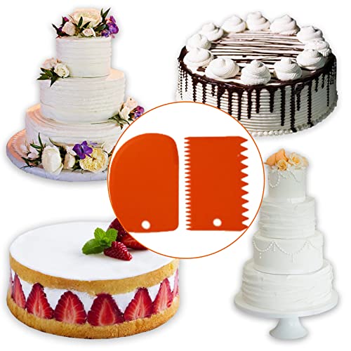 6pcs Cake Scraper Decorating Comb and Icing Smoother Reusable Bread Cream Pizza Cutter-Orange - size: 6Pcs-Orange