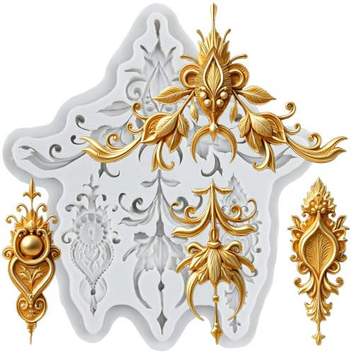 Lingzhi Baroque Fondant Border Molds Curlicues Scroll Lace Fondant Mold - color: Style CC