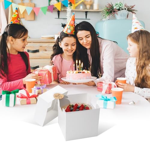 COTOPHER 15Pcs Mini Cake Boxes, 4x4x4 Inches Bakery Boxes with Window - color: White, size: 4x4x4inch