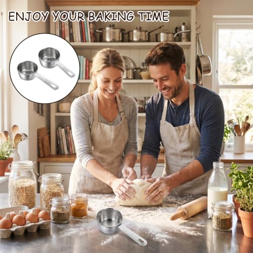 4 Pcs Measuring Cup, 1/4 1/3 Cup Stainless Steel Measuring Cups