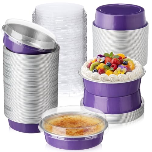 Yinder 120 Pcs Halloween Cake Pans with Lids, 8oz Pie Tin for Party, Purple - color: Purple