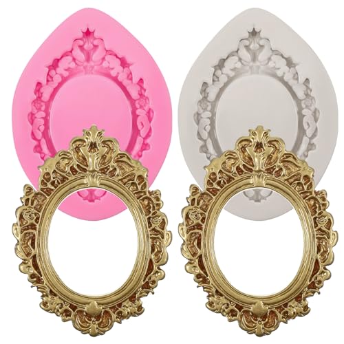 Jeffdad 2 PCS Photo Frame Silicone Molds, Photo Frame Fondant Molds