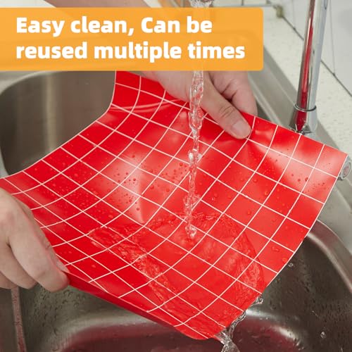Silicone Baking Mat Roll 12IN*5FT Free Cutting, Non-Slip Pastry Mat, Non-Stick Reusable Air Fryer Liner, Oven Liners, Counter Mat, Freeze Dryer Mat, Easily Cut to Size Fit All Ovens Pans Tins Dishes - color: Red, size: 60"L x 12"W