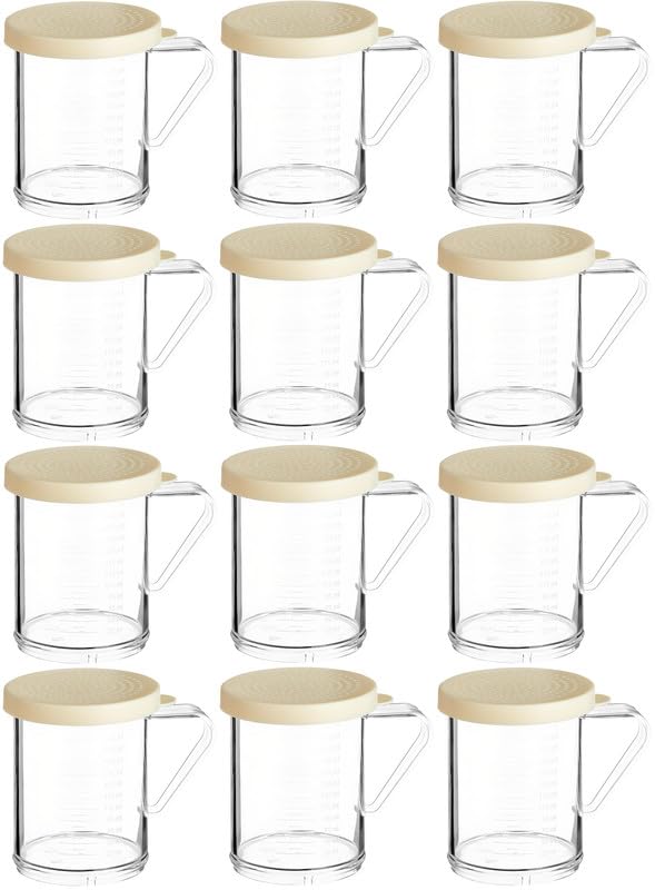 OCS Parts 12-Pack 10 oz Shakers with 2 mm Perforated Beige Lids | 3.75" - color: Beige - 2 MM