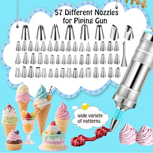 Cake Decorating Kit,209 PCS Dessert Decorating Syringe Set with Stainless Steel Frosting Piping Kit,Baking Supplies with Storage Case,Piping Bags and Tips Set,Chocolate Moulds for Beginners & Pros