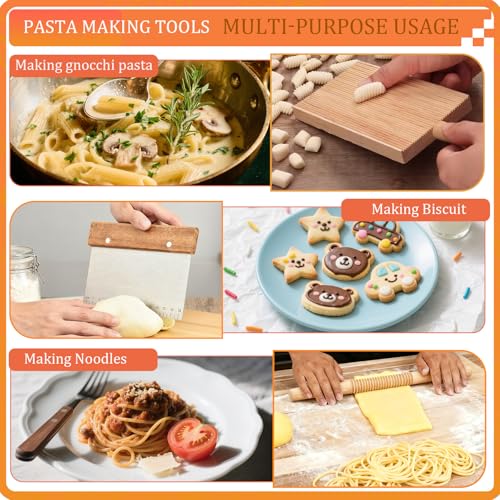 10 Pcs Pasta Making Tools, Pasta Making Kit with Pasta Drying Rack,2 Rolling Pins,Gnocchi Board,Pasta Cutting Tools,2 Ravioli Makers,Making Dumplings.All-in-One Pasta Making Accessories for Home - color: pasta rack 10 piece