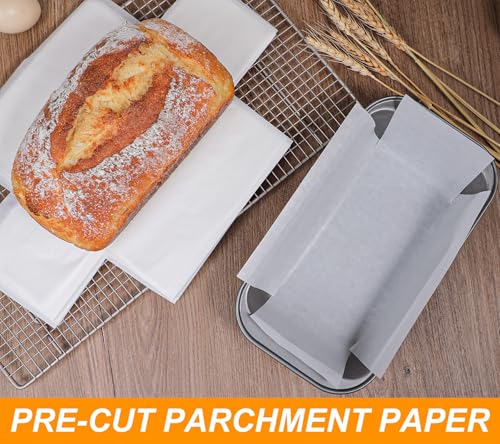 Webake Unbleached Parchment Paper Loaf Pan Liners for Baking Bread 9x5, 1lb 1.5lb 2lb, Original Precut, Non Toxic Baking Paper 100Pcs - color: White 9x5