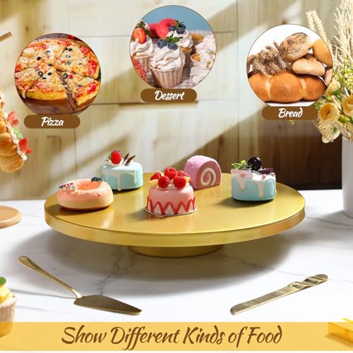 Wenqik 16 Inch Gold Cake Stand Metal with Knife Spatula Set - color: Gold, size: 16 Inch