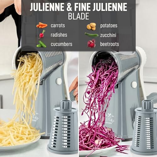 Rotary Cheese Grater Hand Crank, Vegetable Shredder - Gray & White - color: 05 - White and Gray