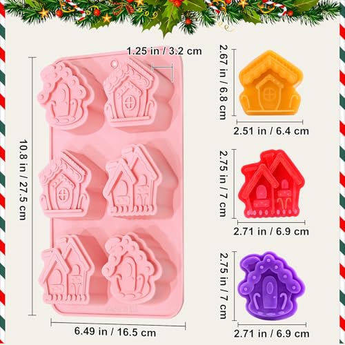 Christmas House Soap Molds, 2 Pack Gingerbread House Silicone Mold - color: Christmas House