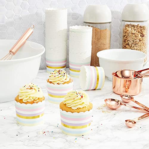 Sparkle and Bash Cupcake Liners - Pastel Paper, 2.2 In, 50 Count - Decorative Paper Baking Cups for Birthday, Home Baking & Bridal Showers - size: 2.2 inches