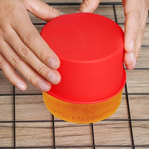 12pcs Silicone Cake Mold Baking Round Cake Molds 4 Inch Non-Stick Baking Pan Kitchen Silicone Cake Molds for Baking(Red, 4inch) - color: Red