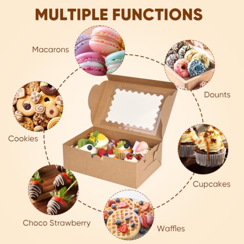 NEOACT 60pcs Cookie Boxes with Window for Gift Giving, 9x6x3in Bakery Boxes