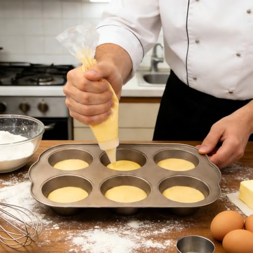 Non-Stick Jumbo 3.5" 6-Cup Muffin Pans, Set of 2(Gold) - color: Gold